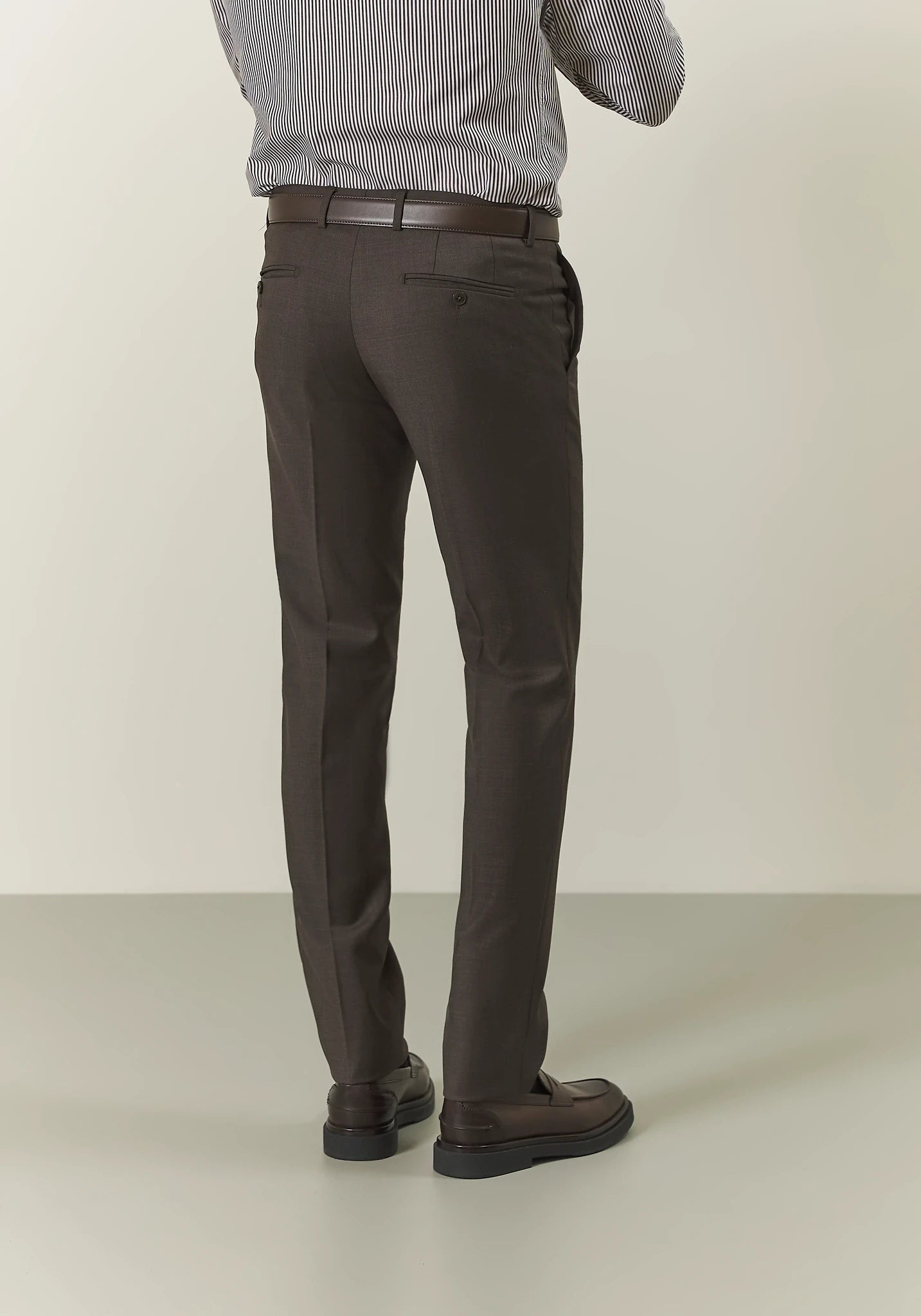 Abito marrone grisaglia misto lana lana custom fit lungo Angelico 7