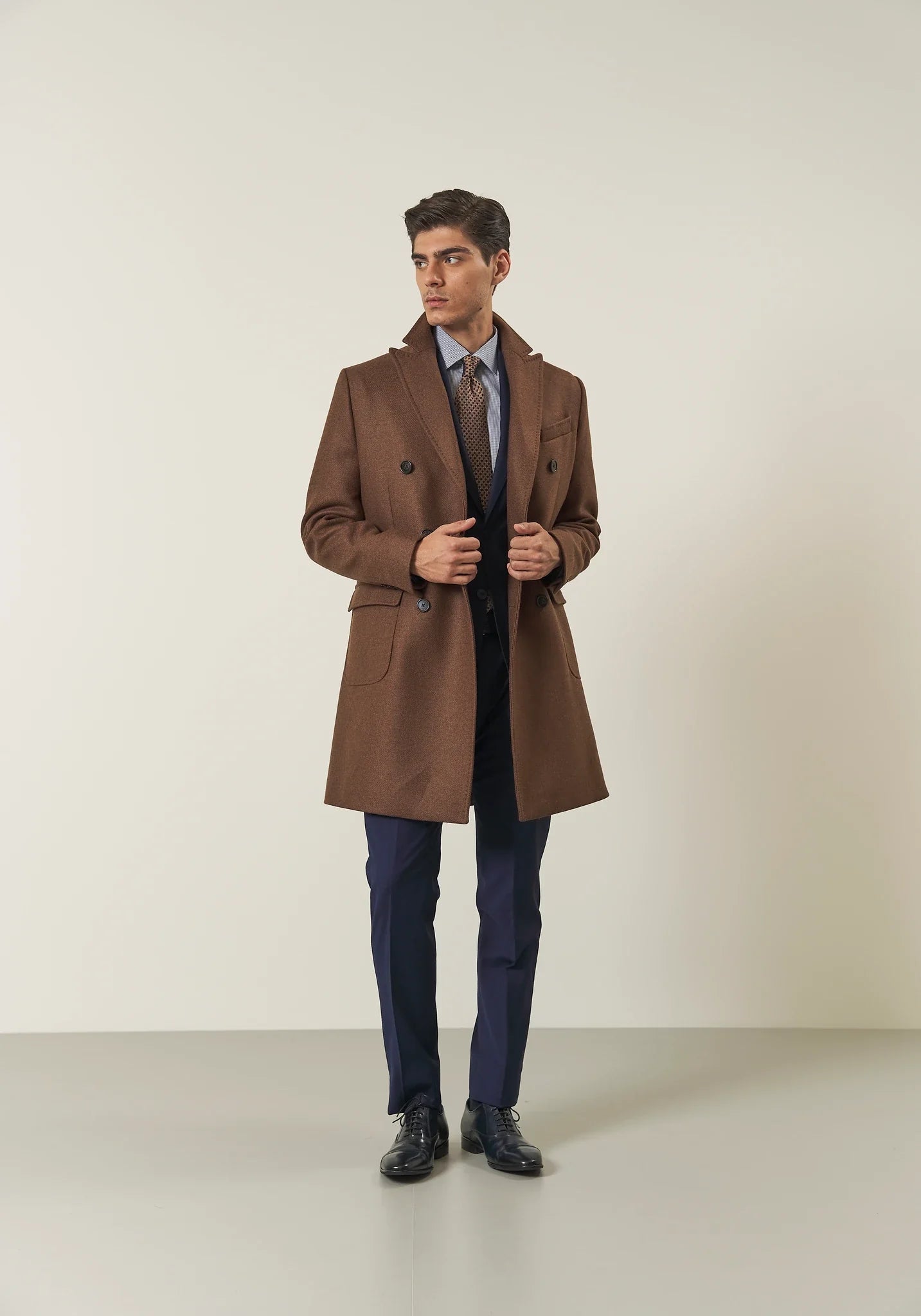 Abito blu sallia lana custom fit lungo Angelico 8