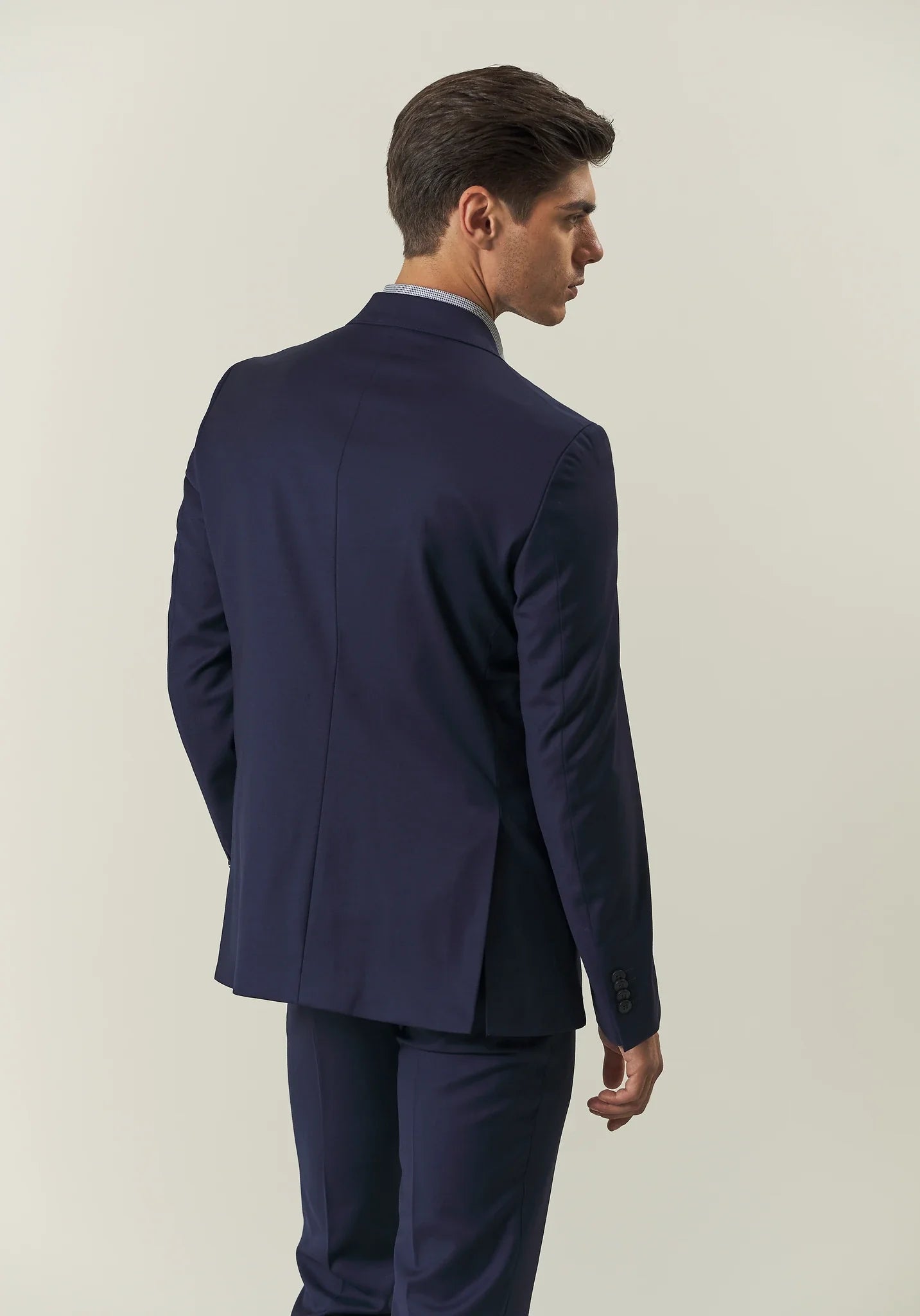 Abito blu sallia lana custom fit lungo-Angelico