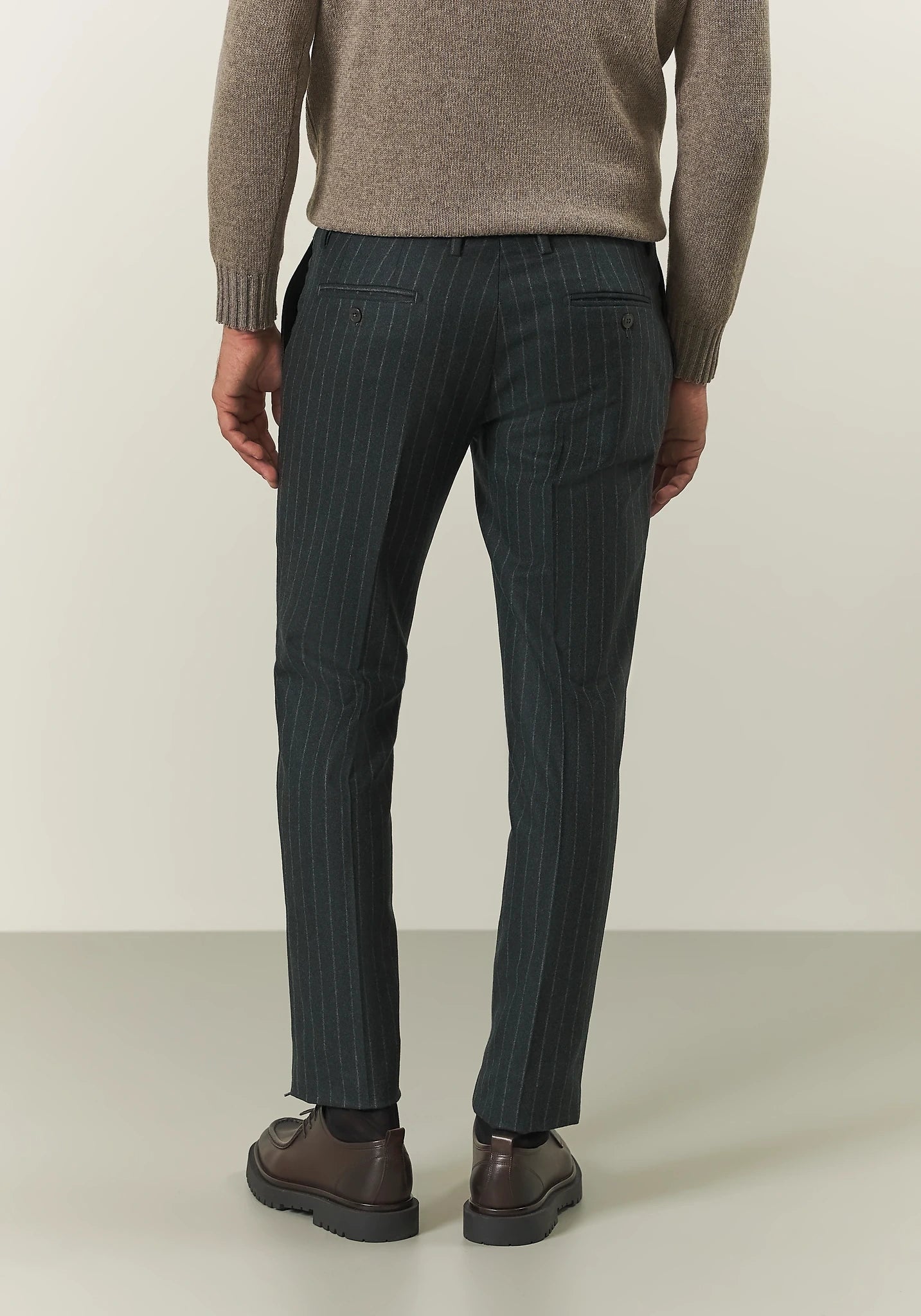 Abito verdone gessato flanella lana vergine custom fit Angelico 8