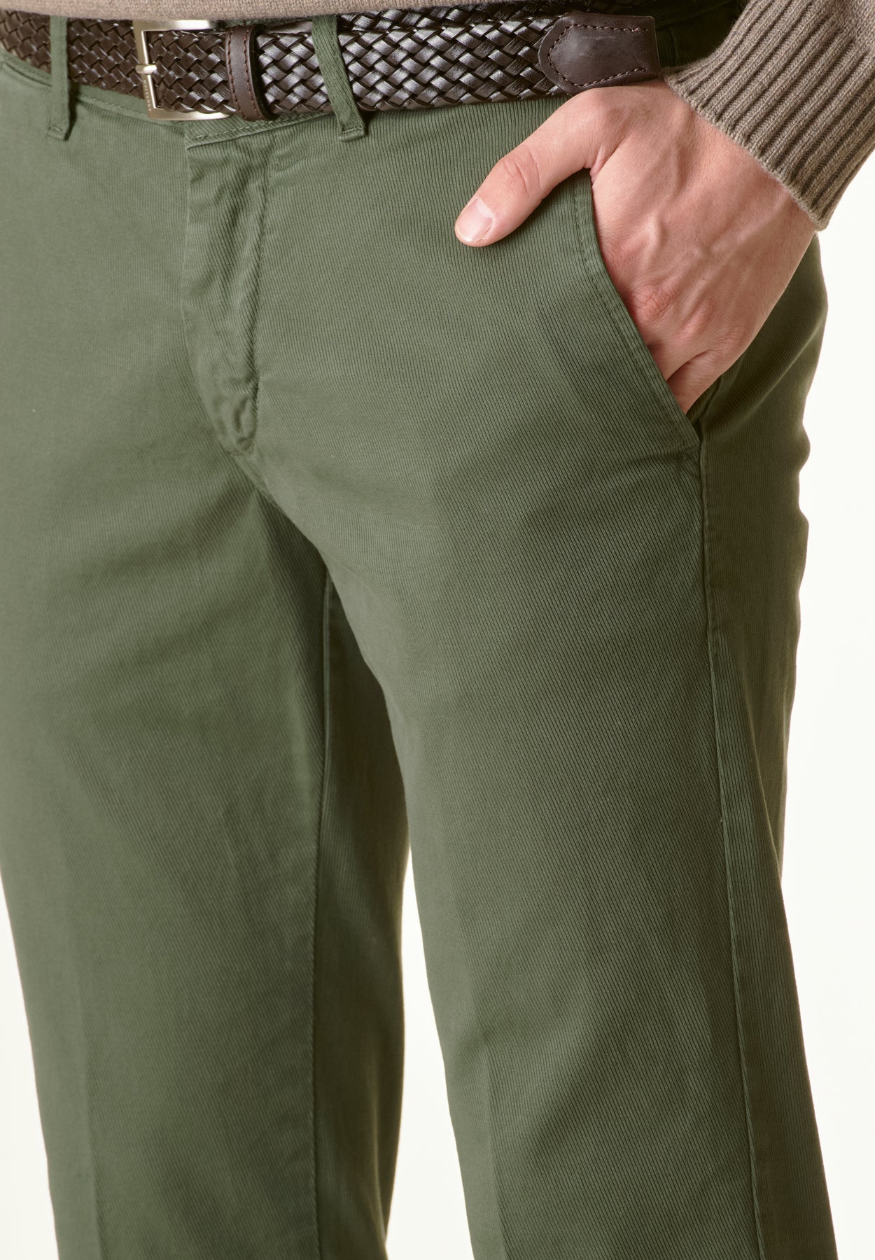 Pantalone verde tricotina slim