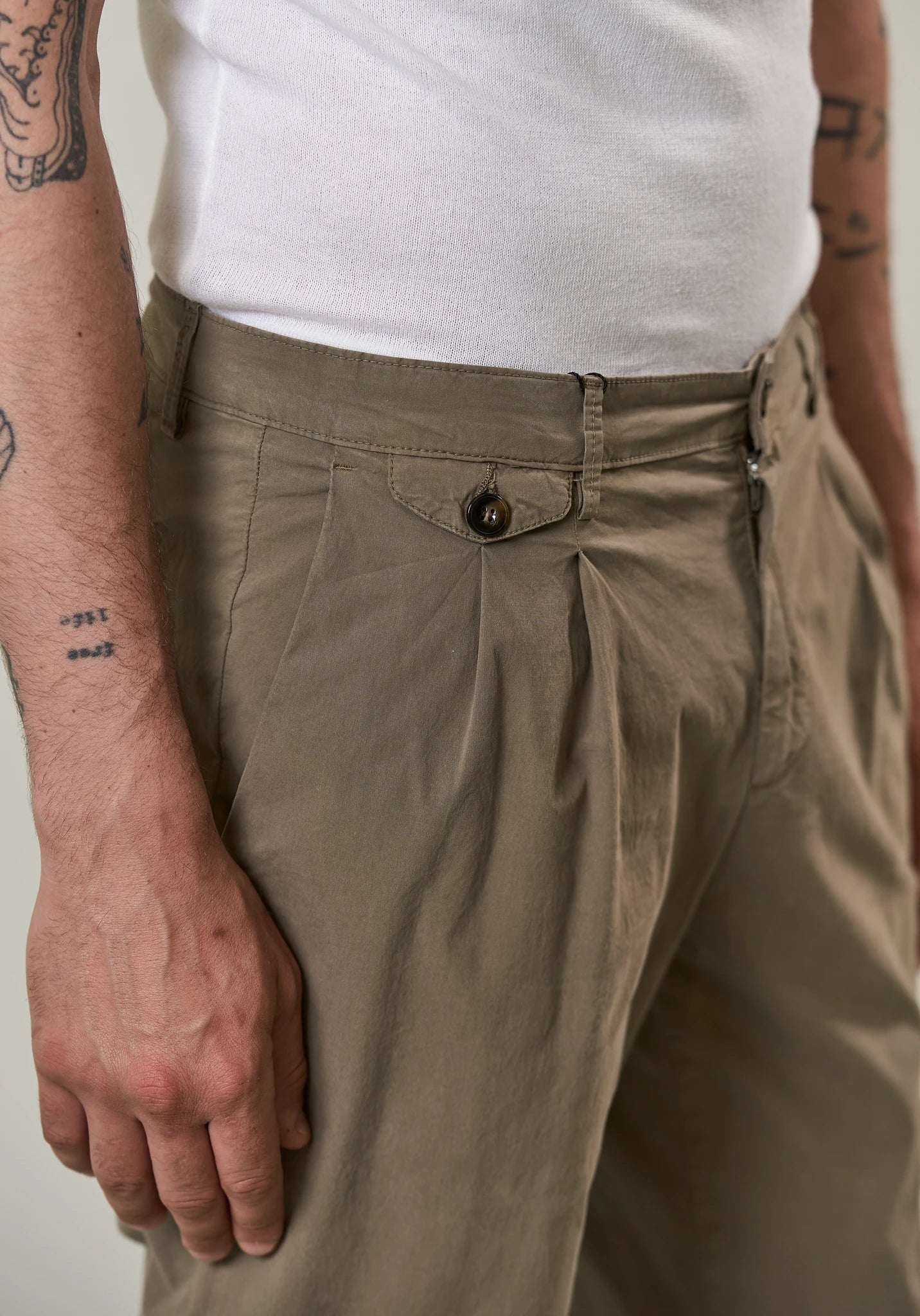 Pantalone fango doppia pinces cotone stretch regular fit Angelico 2