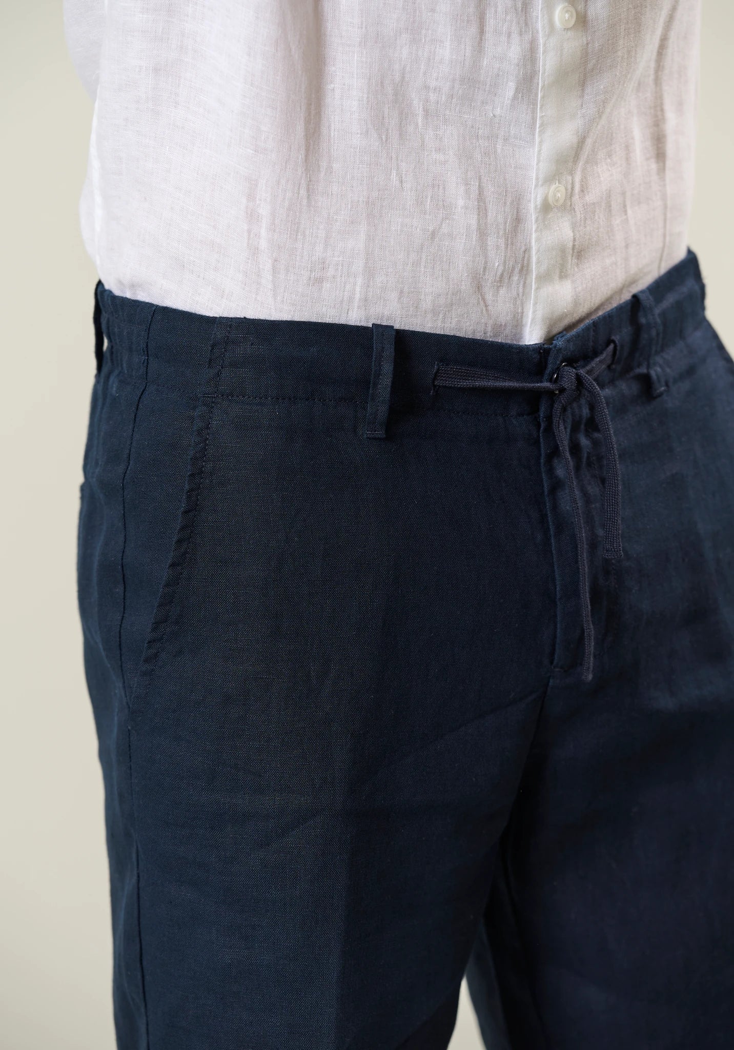 Bermuda blu lino coulisse Angelico 2