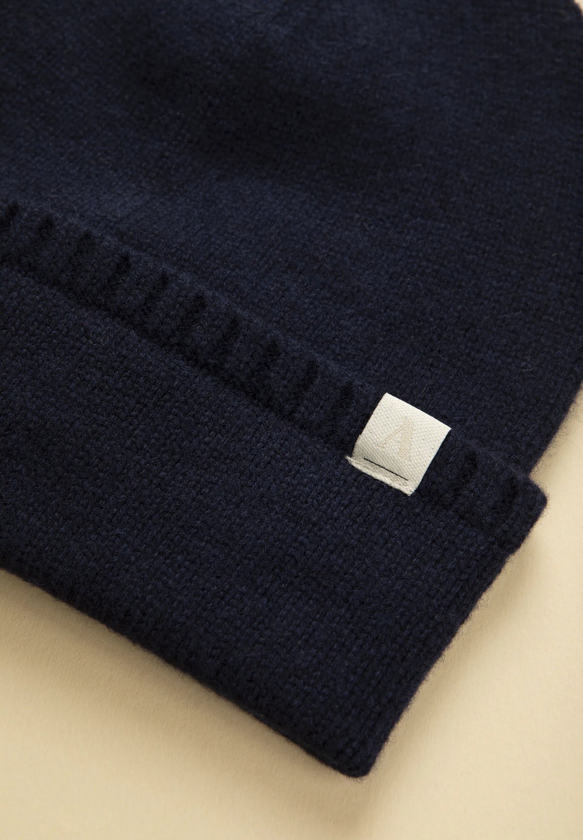 Berretto blu navy lana liscio