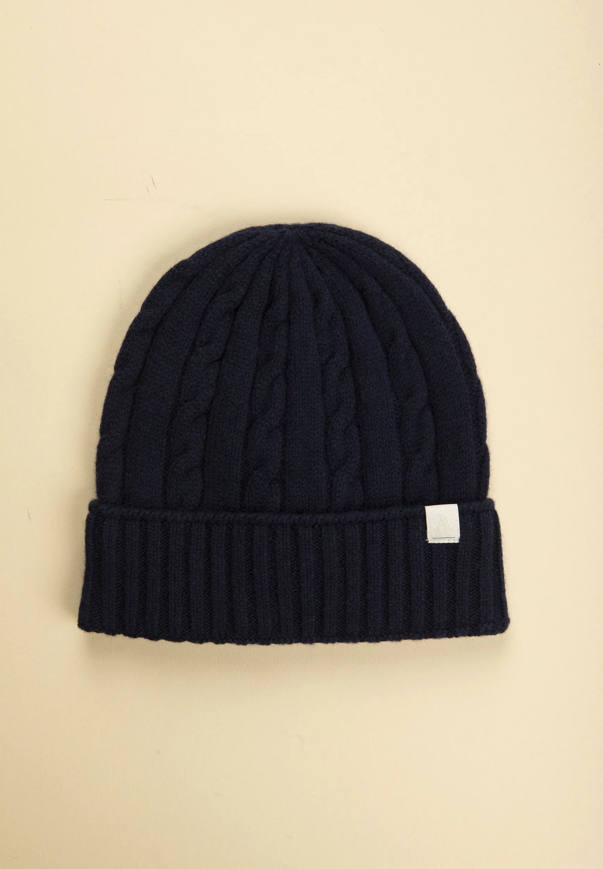 Berretto blu lana treccia