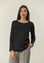 Blusa nera manica lunga raso viscosa-Angelico