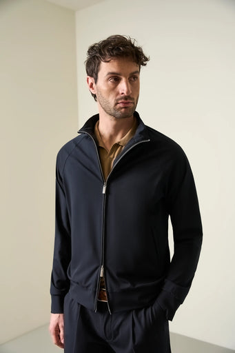 Ungefütterte Bomberjacke aus blauem Funktionsmaterial