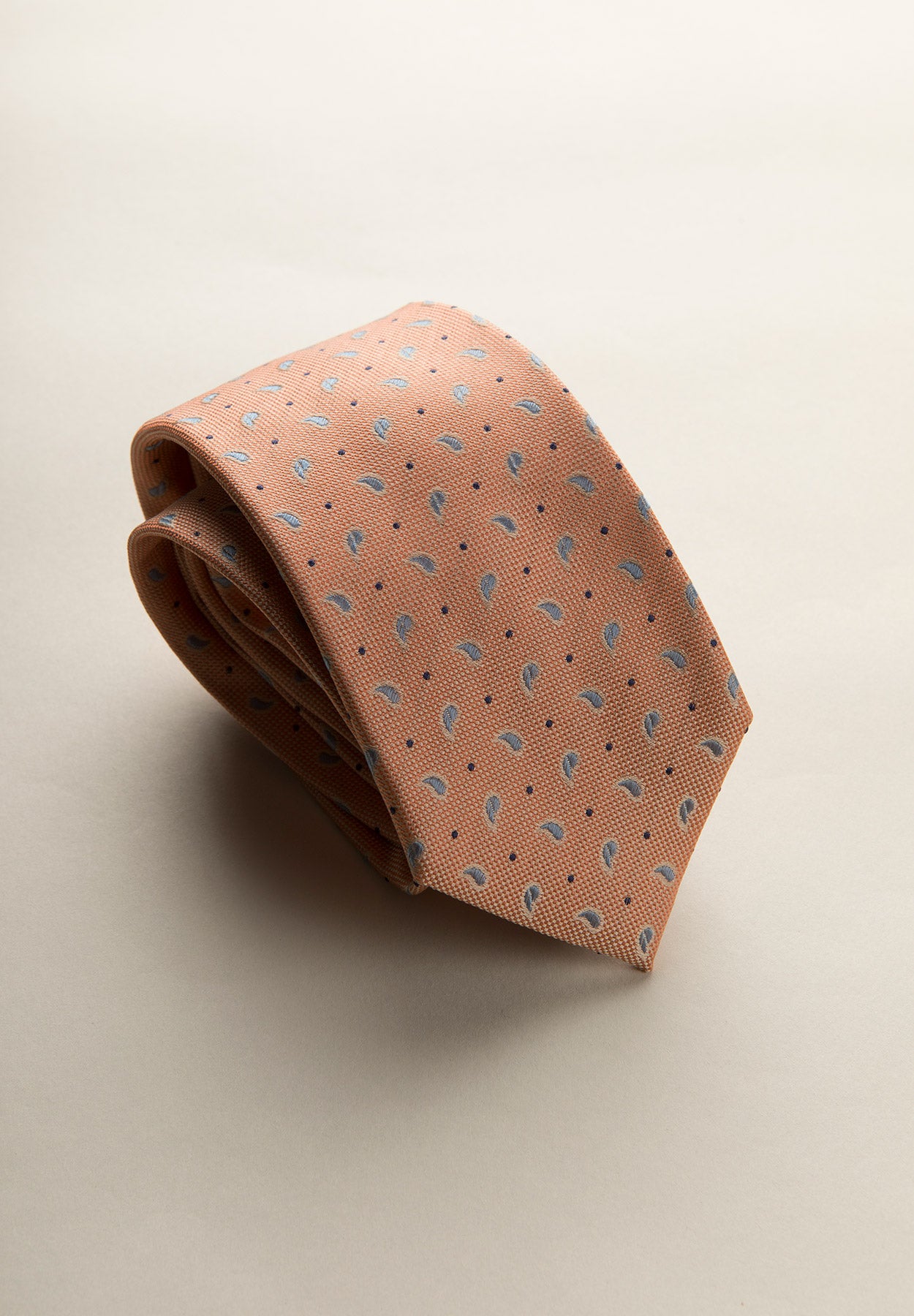Orangefarbene Krawatte mit Seiden- und Kaschmirmuster