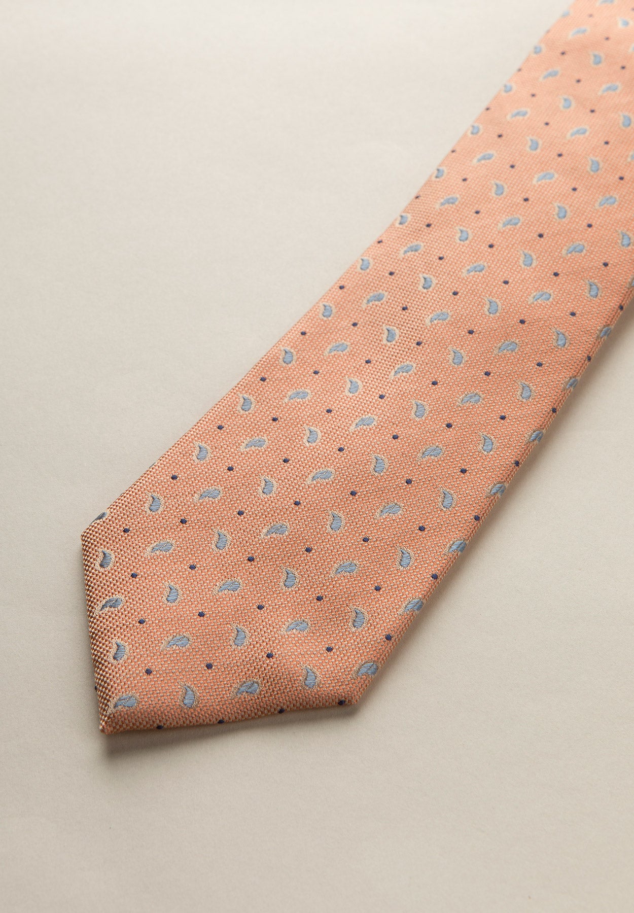 Orange silk cashmere patterned tie