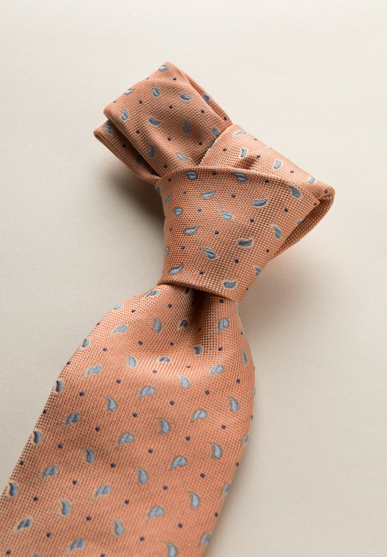 Orange silk cashmere patterned tie