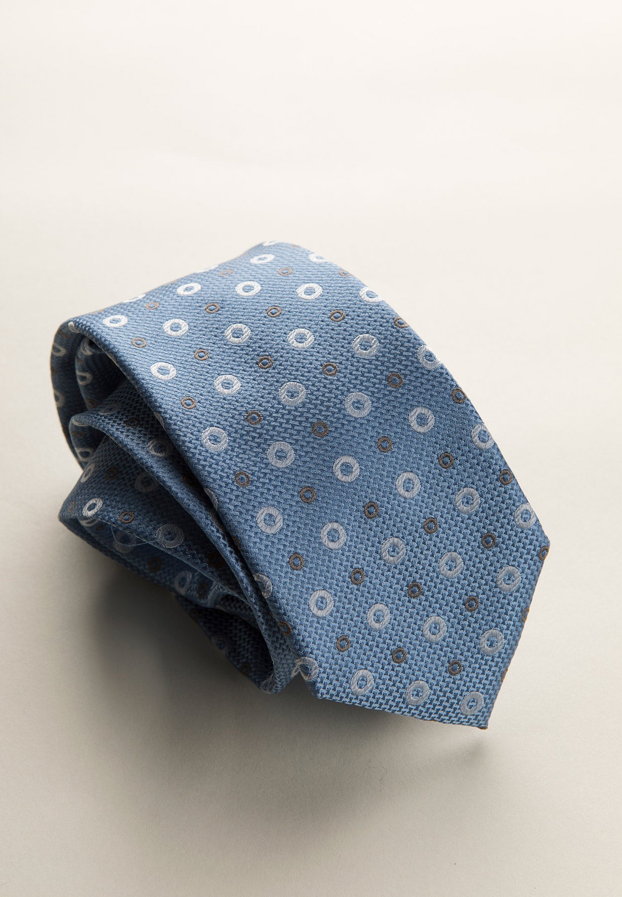Light blue tie patterned jaquard silk circles