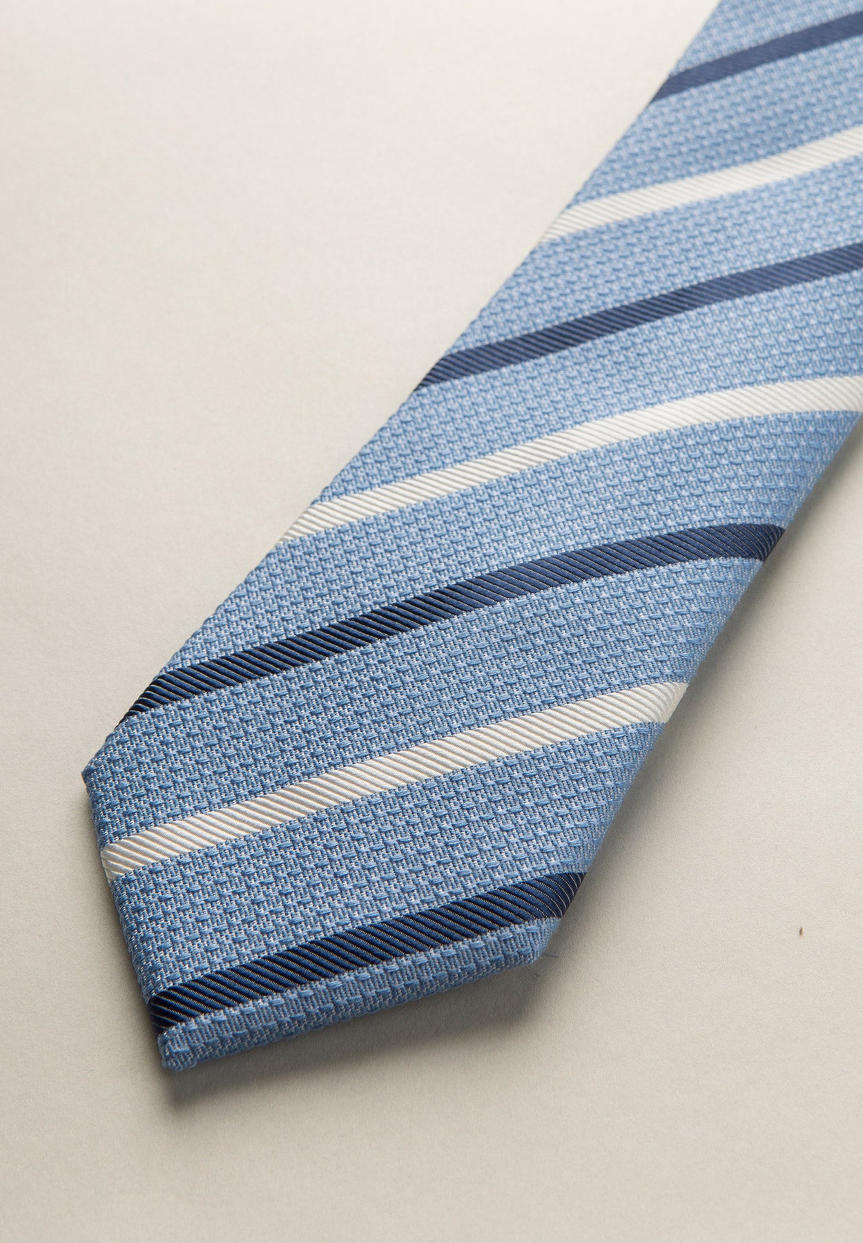 Cravatta azzurra-blu regimental seta-cotone
