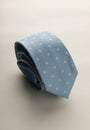 Light blue tie weave polka dot pattern silk