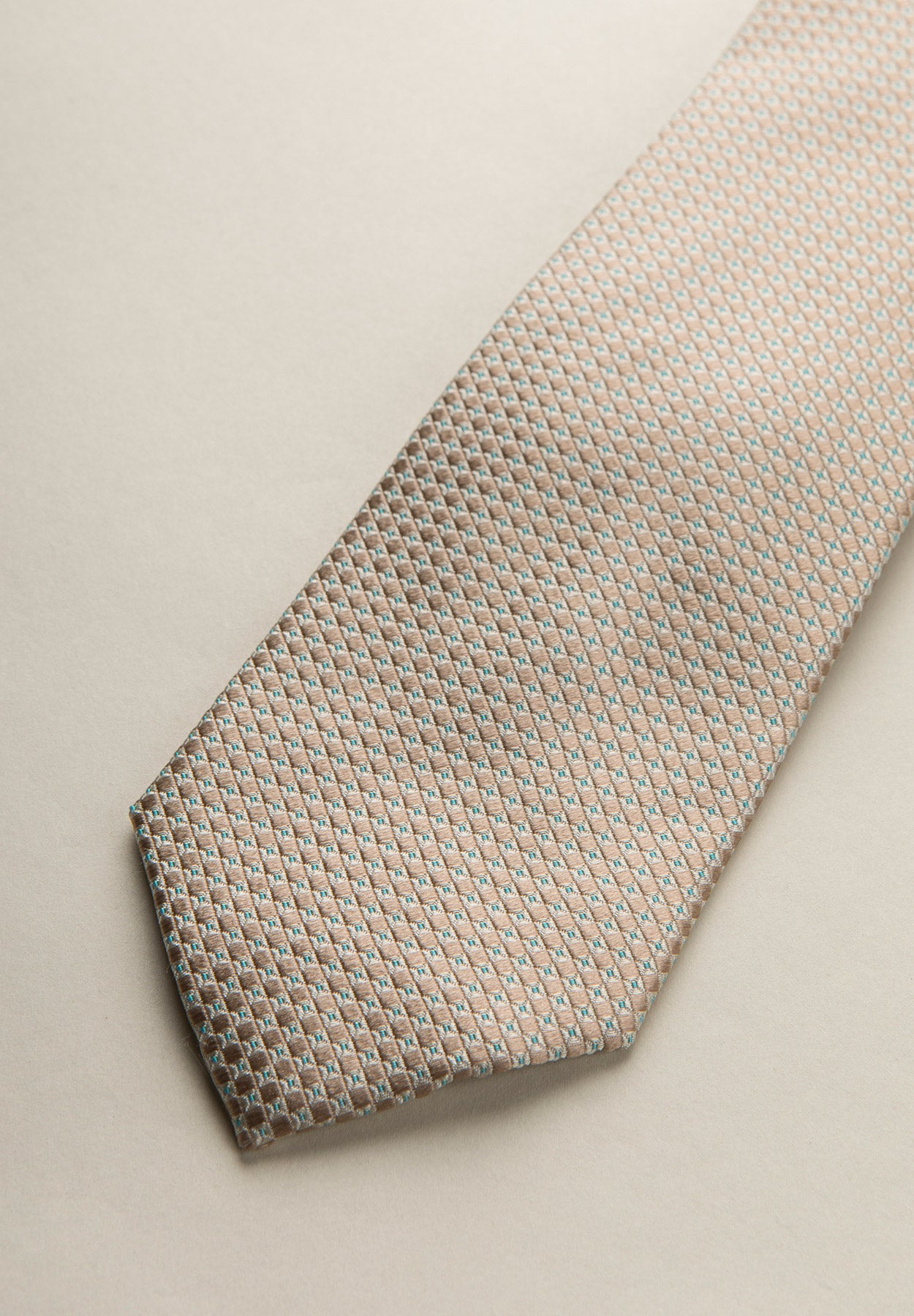 Cravatta beige microarmatura seta