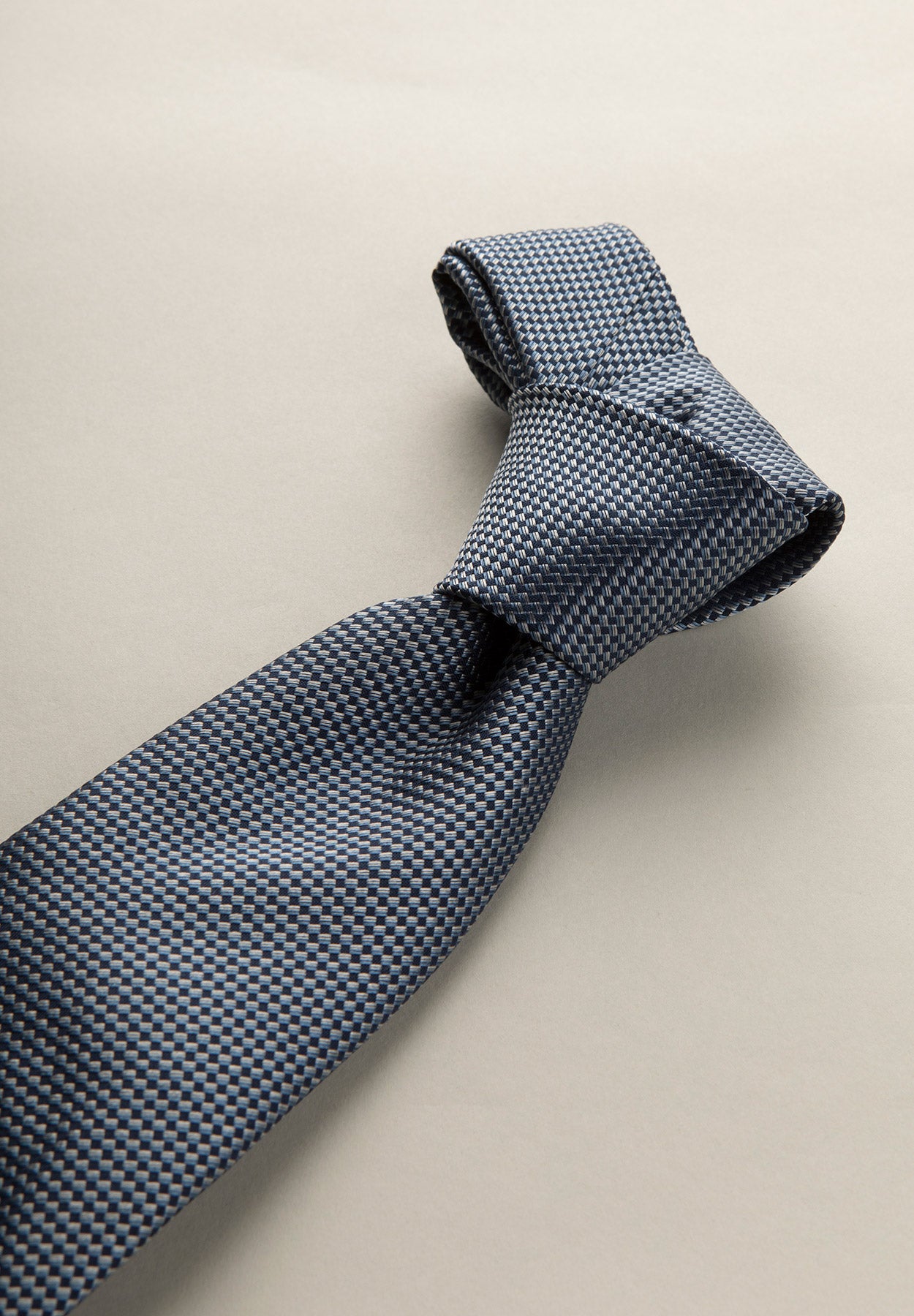 Dark blue tie weave greche silk