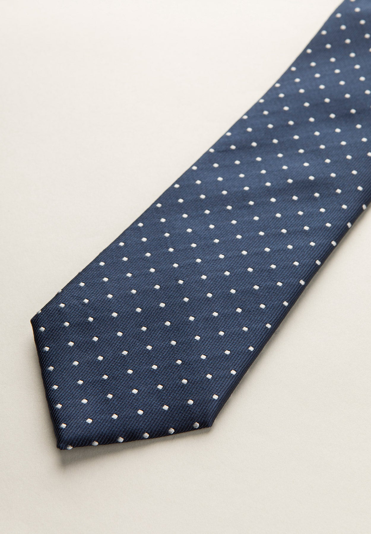 Midnight blue micro square pearl silk tie