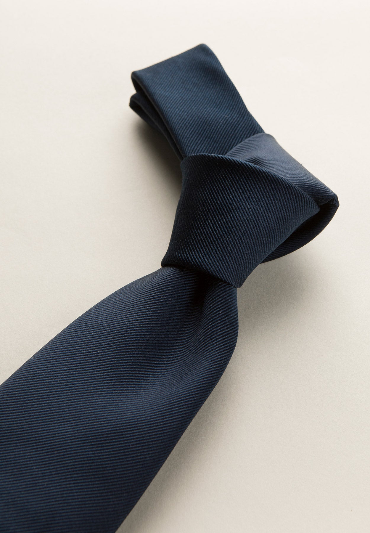 Midnight blue plain weave silk tie