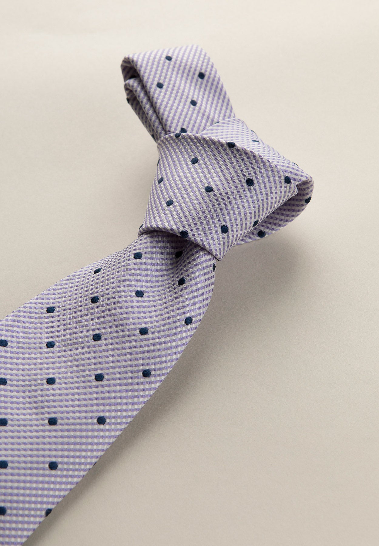 Tie wisteria micro-dots blue silk