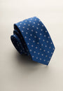 Navy blue tie daisy patterned silk