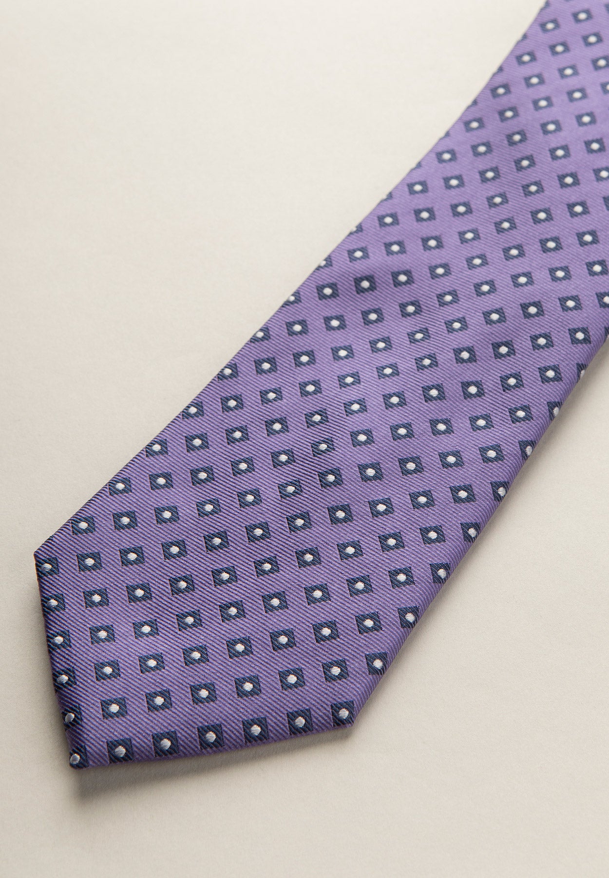Tie wisteria polka dots and diamonds silk