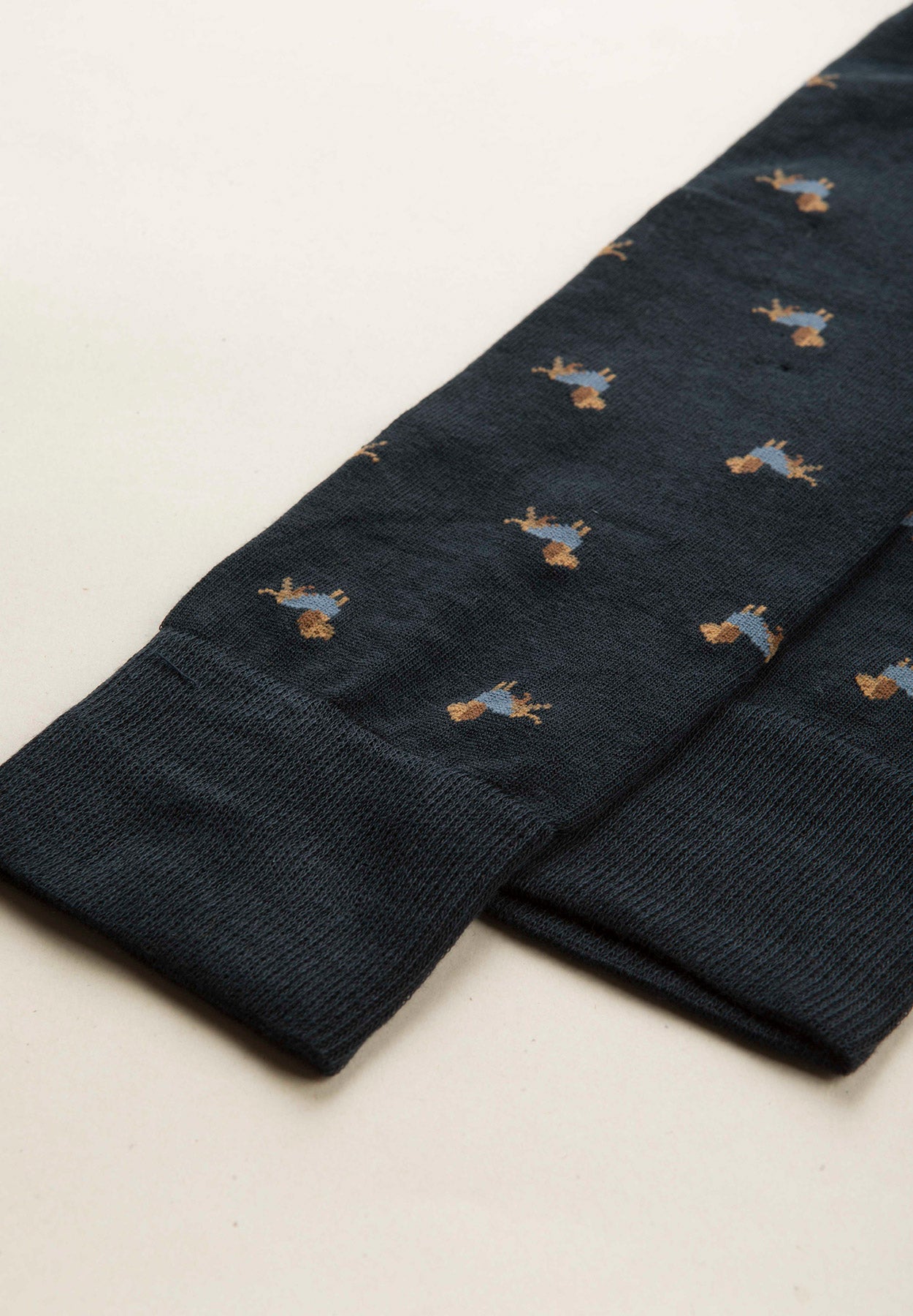 Calza blu scuro fantasia cani cotone stretch-Angelico