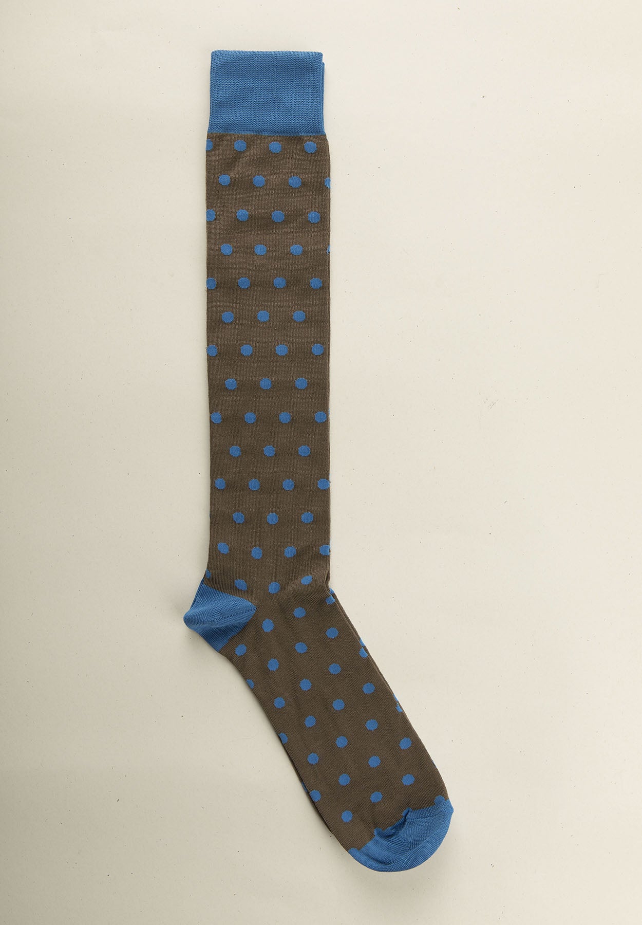 Brown polka dot blue stretch cotton sock