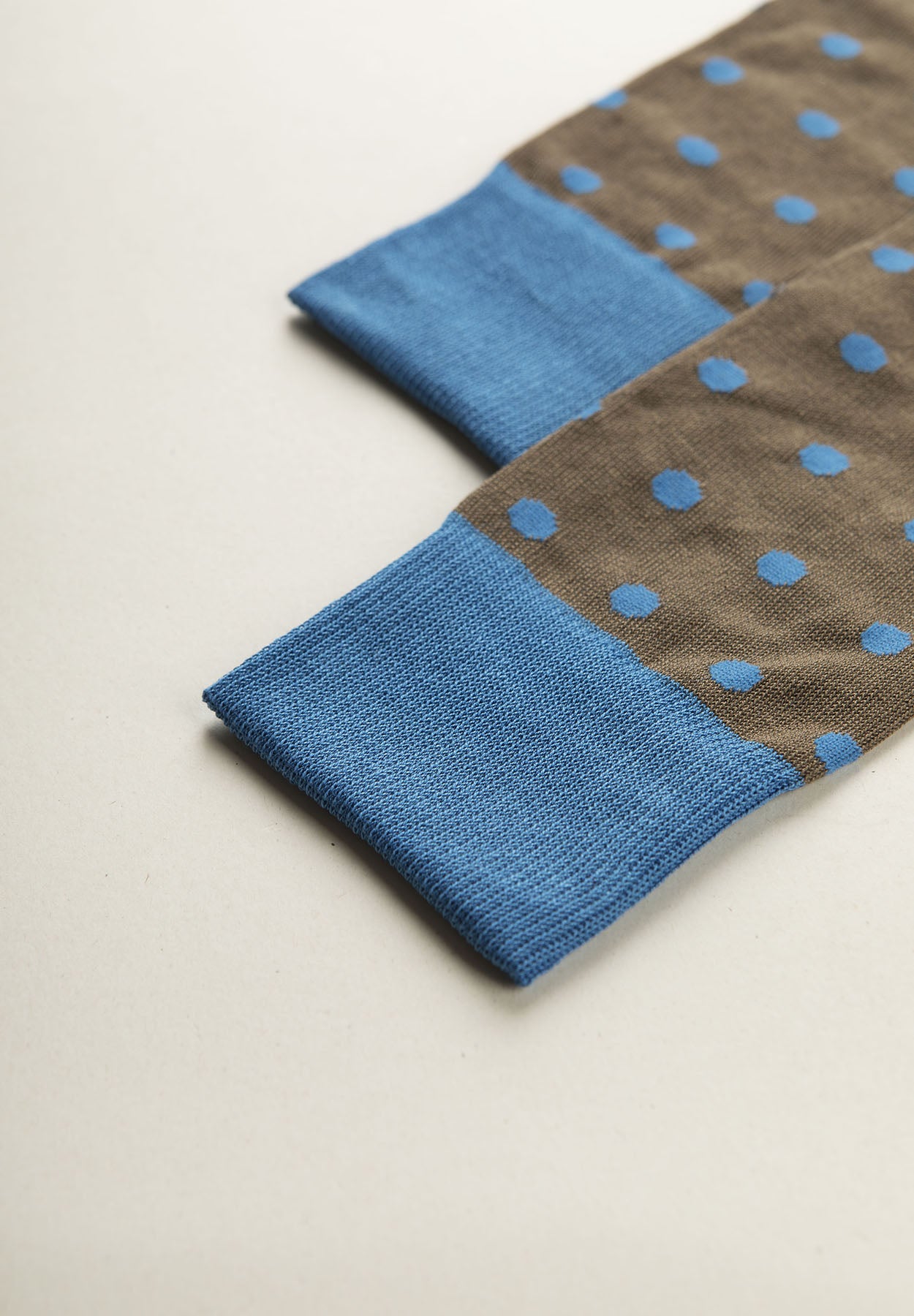 Brown polka dot blue stretch cotton sock