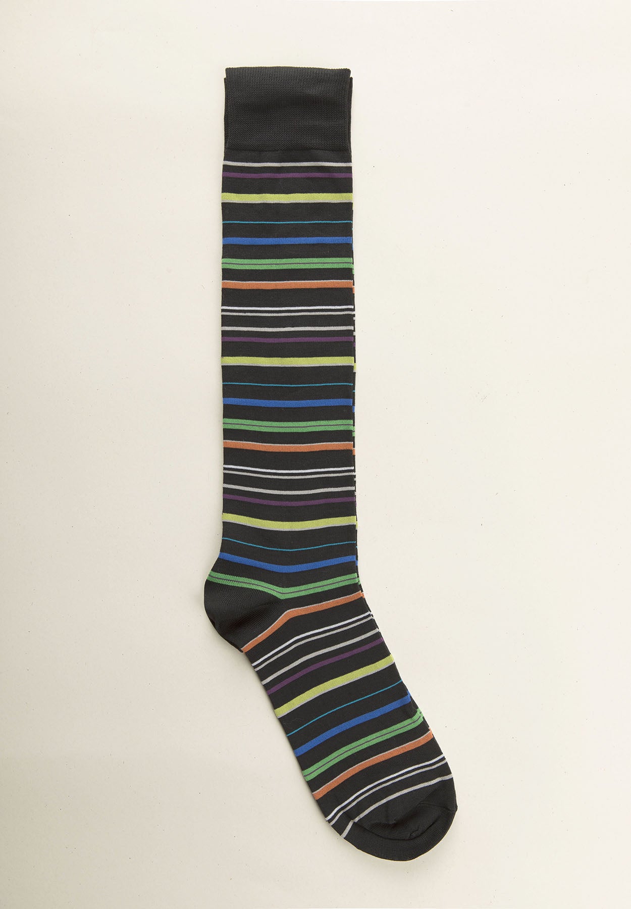 Anthracite sock with colored stripes and stretch cotton