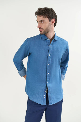 Hemd aus hell gewaschenem Baumwoll-Denim