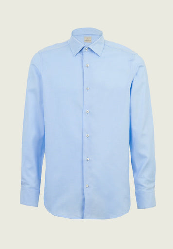Camicia azzurra bianca microdisegno cotone slim fit