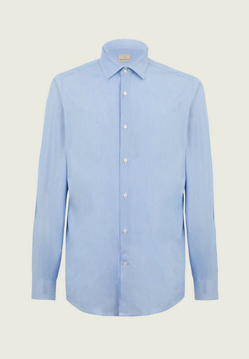 Regular fit blue and white cotton shirt