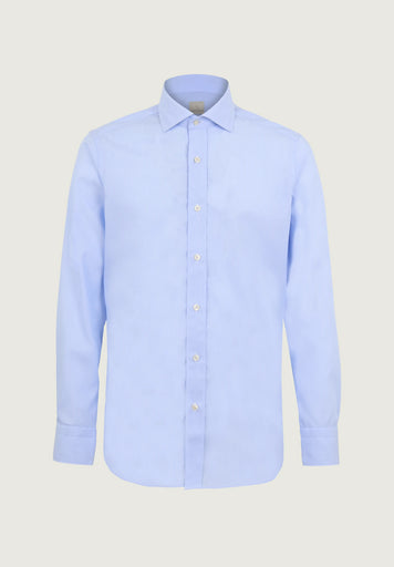 Light blue striped non-iron cotton slim fit shirt