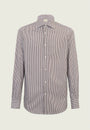 Camicia bianco marrone rigata cotone slim fit