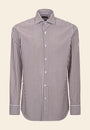 Camicia marrone bianca bacchettina cotone slim fit