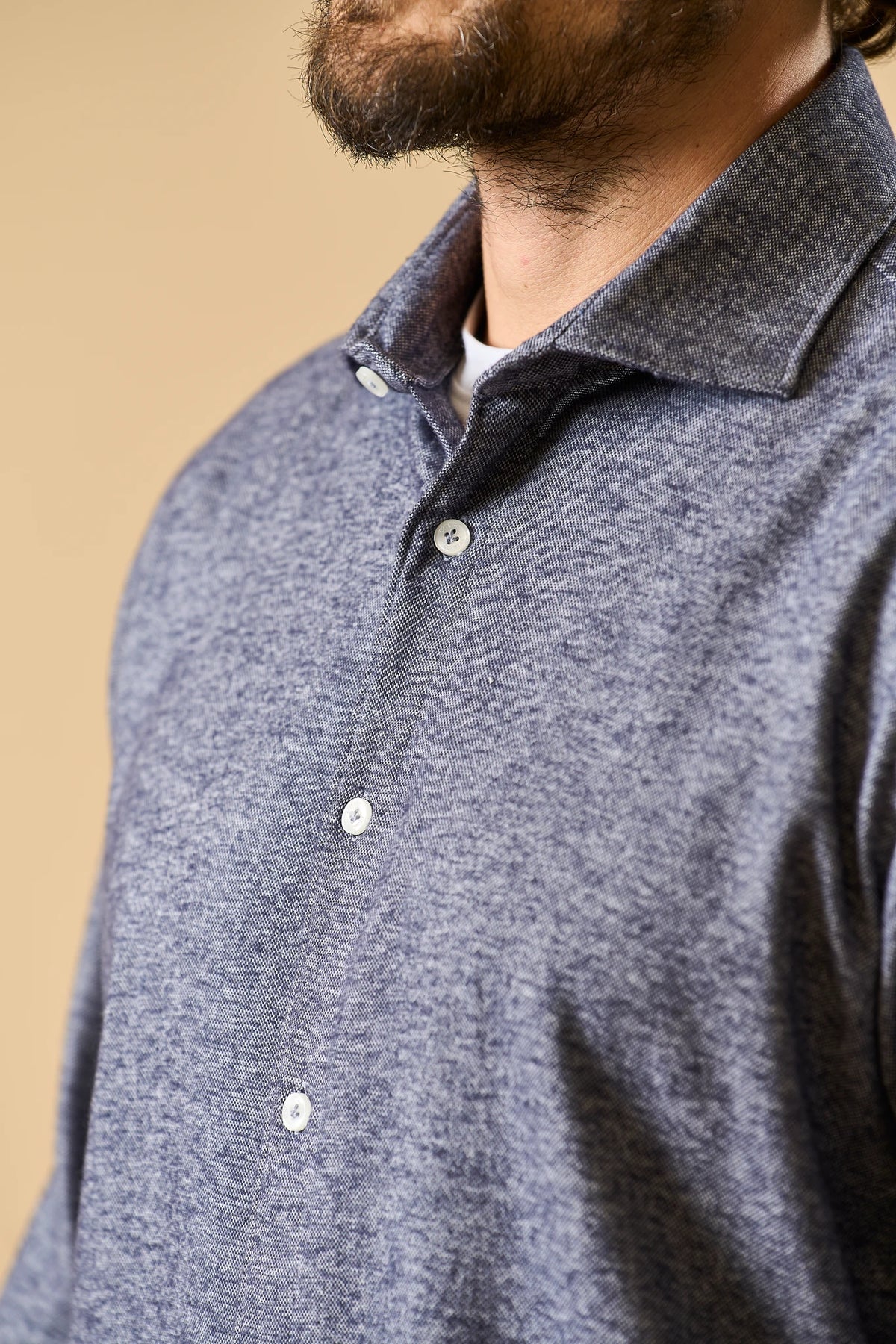 Graues Oxford-Hemd aus Baumwollflanell, Custom Fit Angelico 2