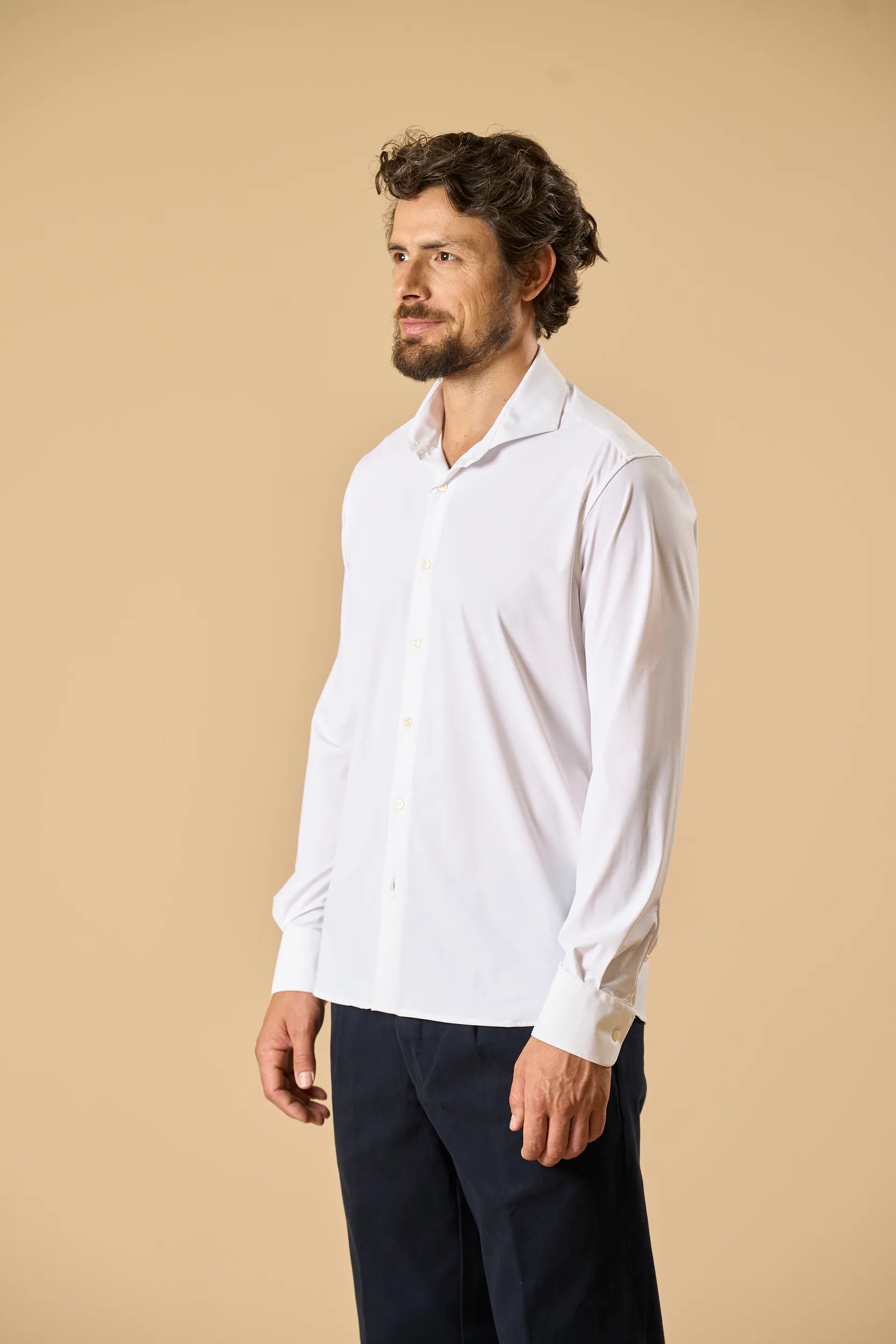 Camicia bianca tessuto performance custom fit Angelico 4