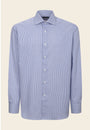 Camicia blu bianca bacchettina cotone comfort fit-Angelico