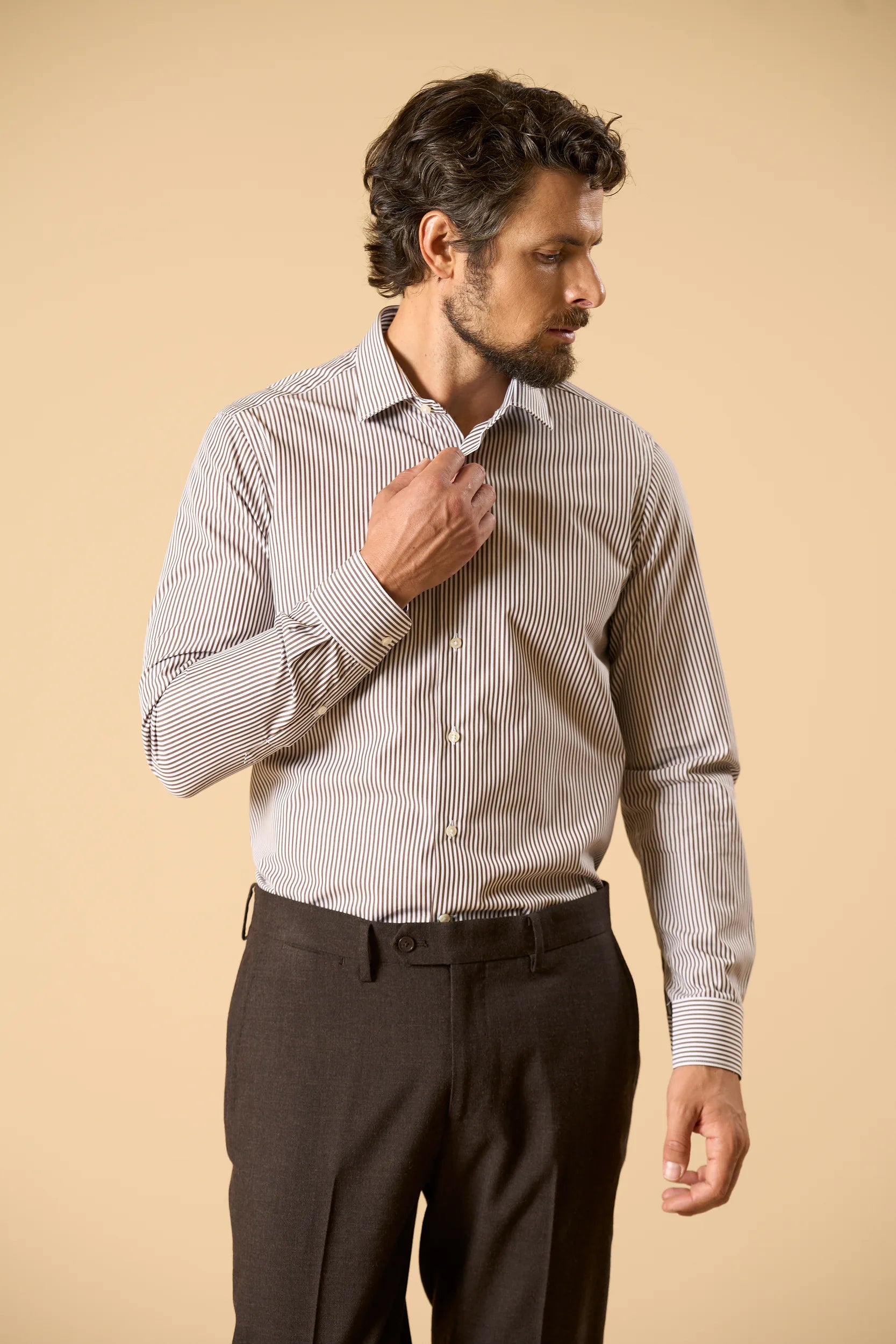 Camicia bianco moro bacchettina cotone slim fit Angelico 1