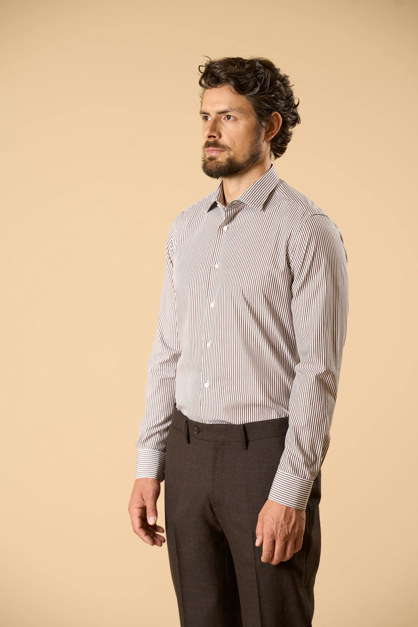 Camicia bianco moro bacchettina cotone slim fit Angelico 4