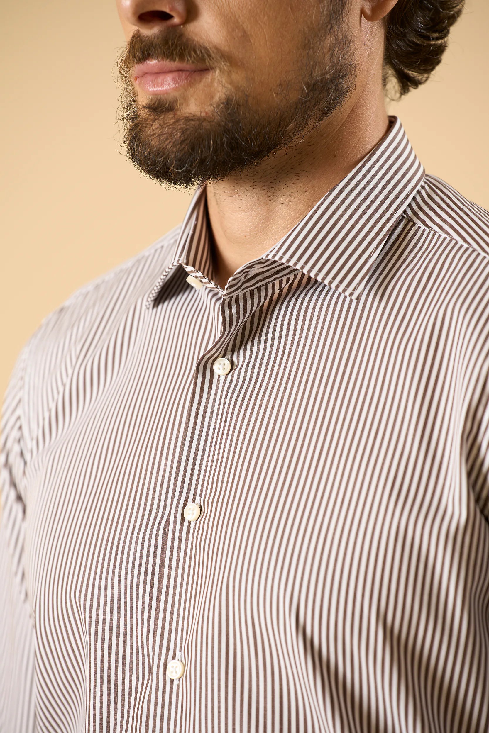 Camicia bianco moro bacchettina cotone slim fit Angelico 2
