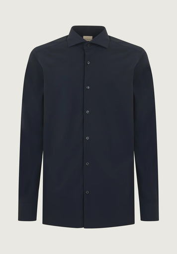 Dark blue performance fabric custom fit shirt
