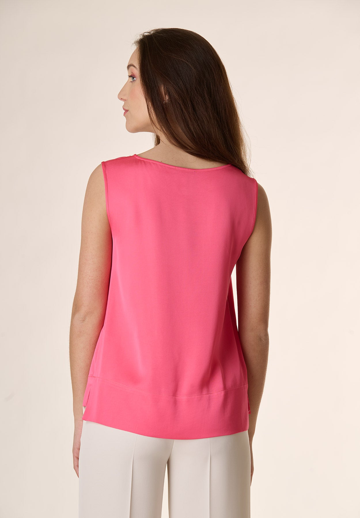 Coral viscose blouse with slits