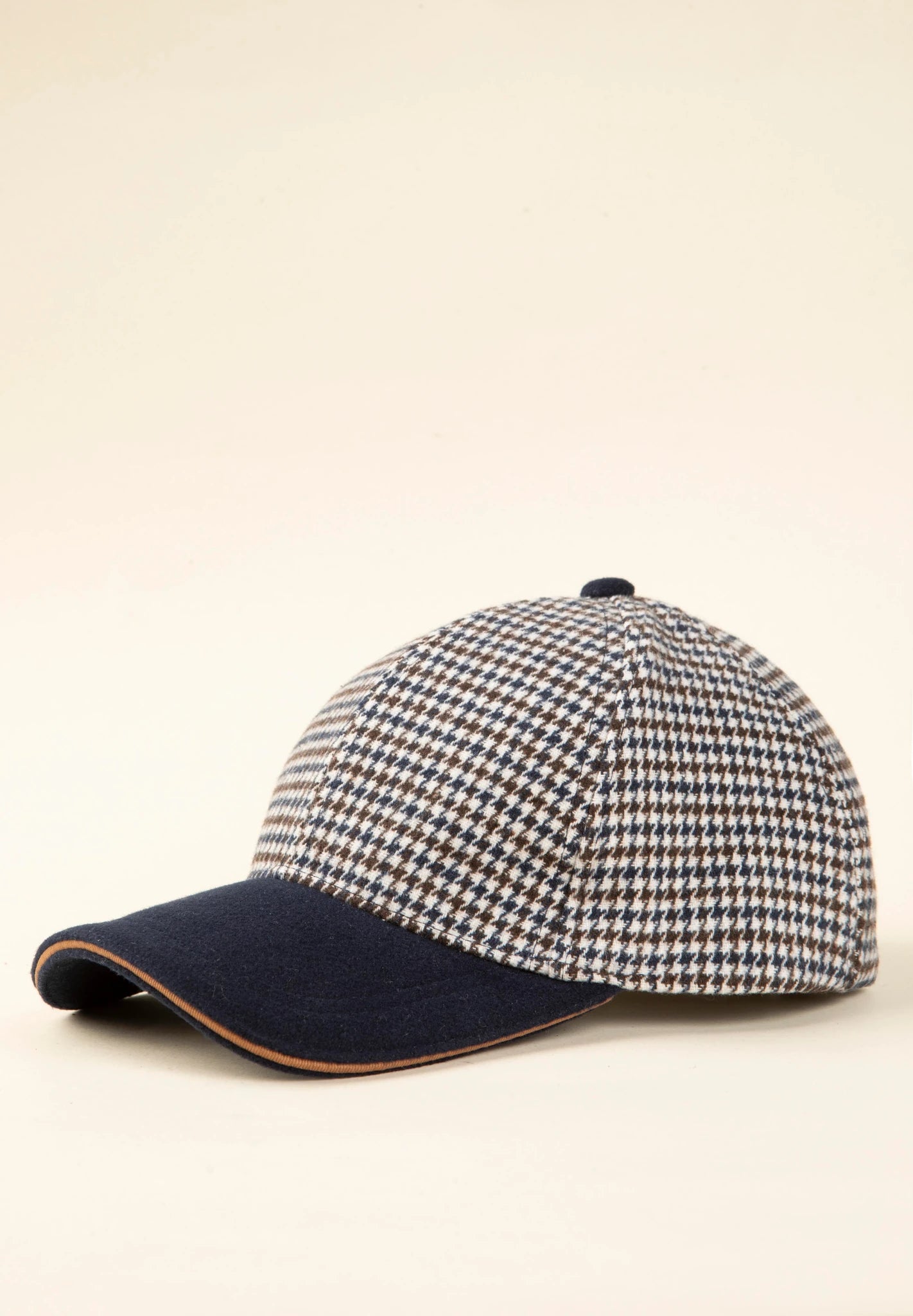 Cappello baseball blu pied de poule misto lana-Angelico