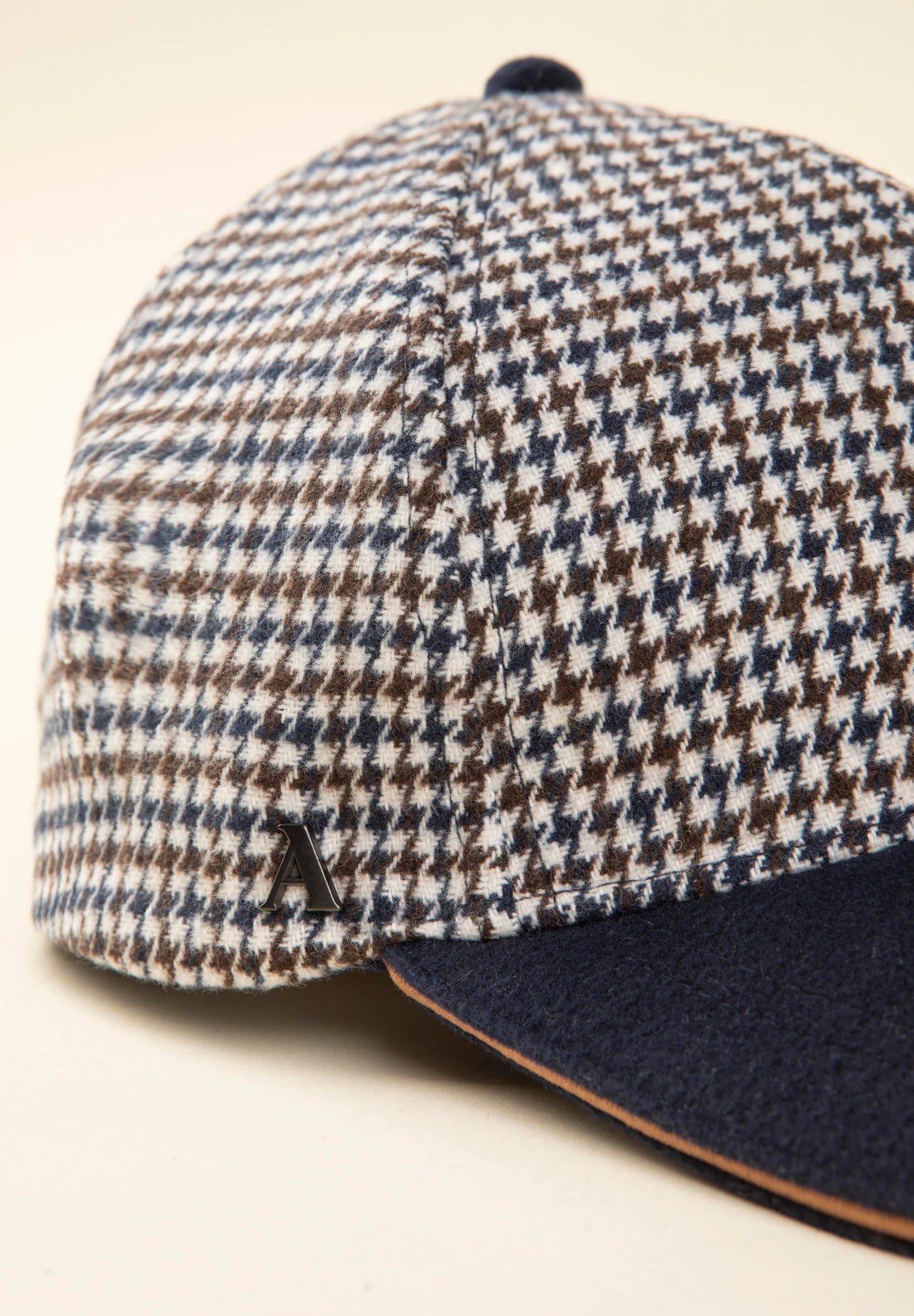 Cappello baseball blu pied de poule misto lana-Angelico