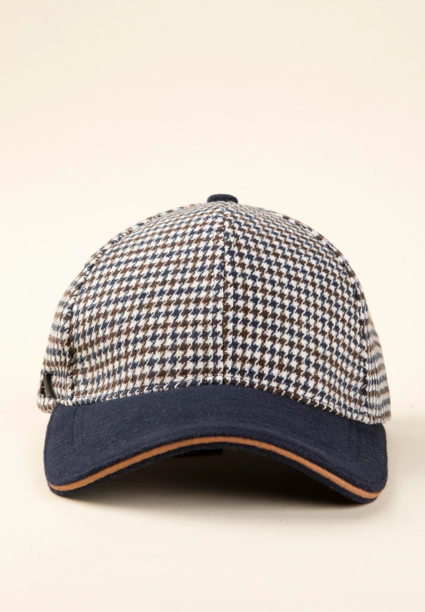 Cappello baseball blu pied de poule misto lana-Angelico