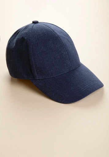 Blue linen blend baseball hat