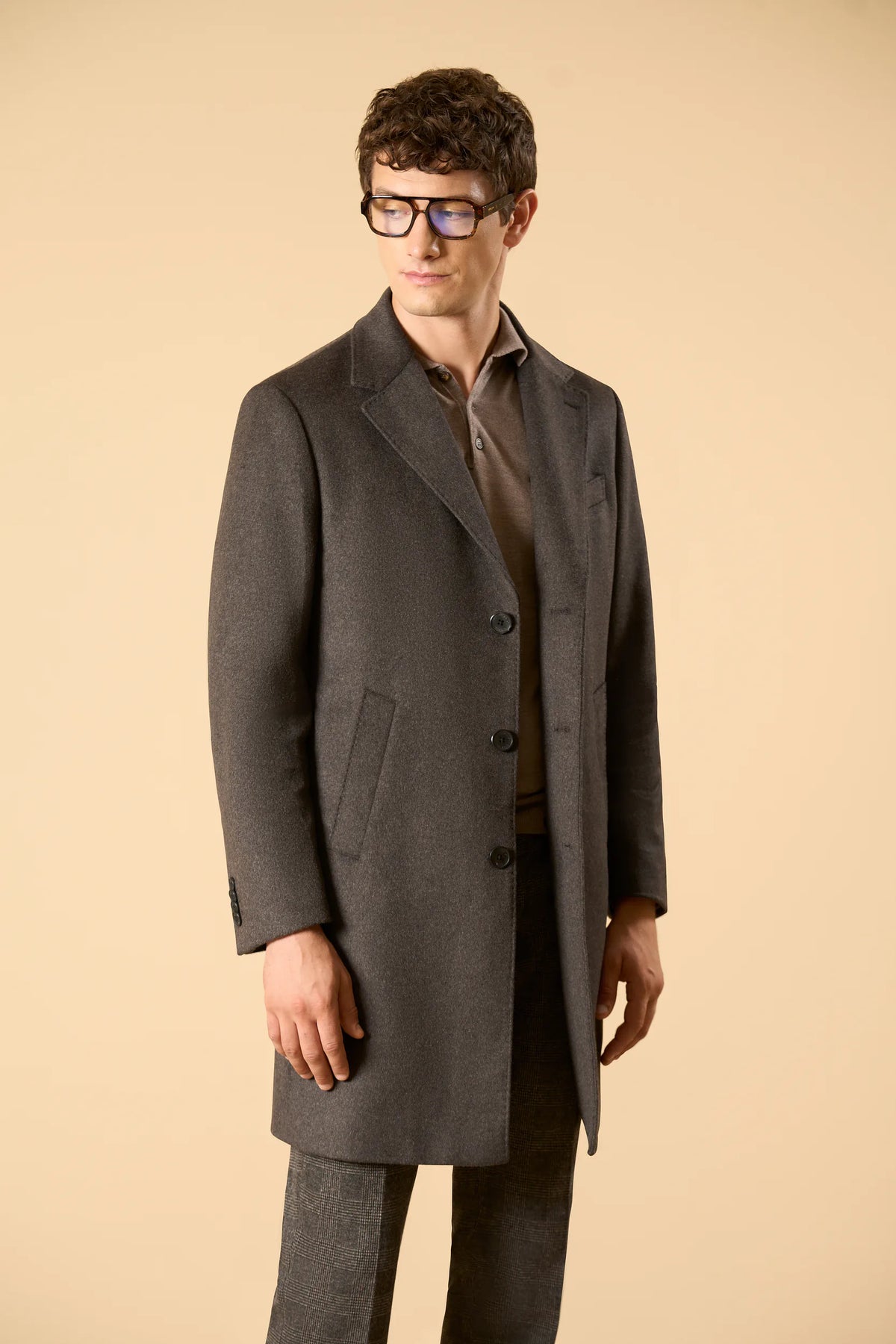 Cappotto marrone misto cashmere fintino removibile