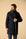Cappotto blu jersey misto lana con cappuccio