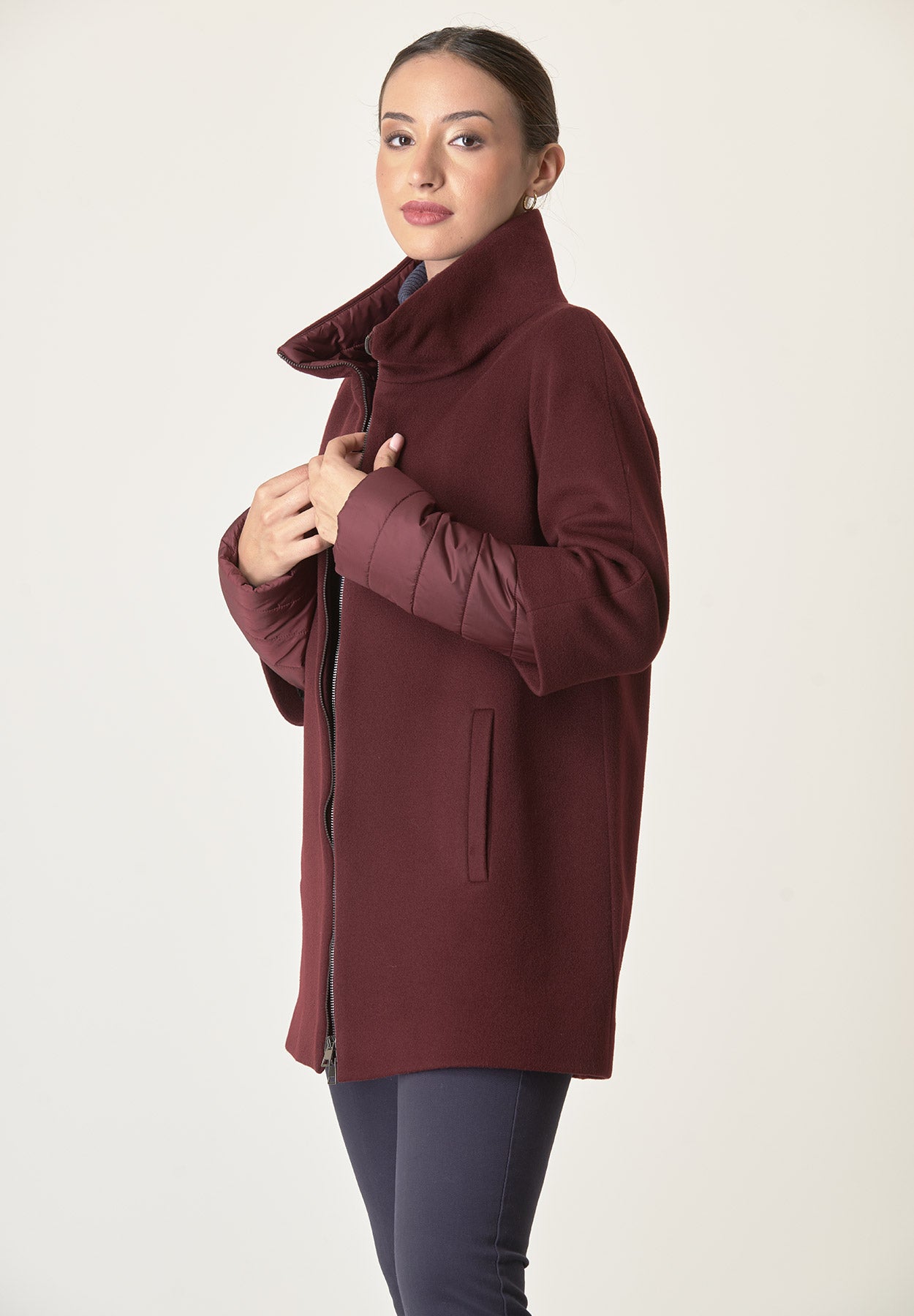 Cappotto bordeaux lana-cashmere doppia manica-Angelico