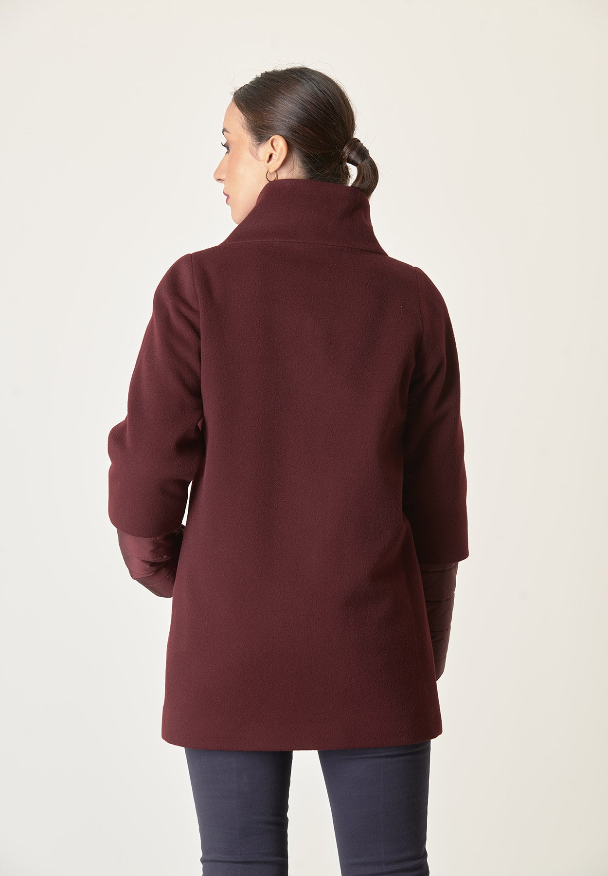 Cappotto bordeaux lana-cashmere doppia manica-Angelico